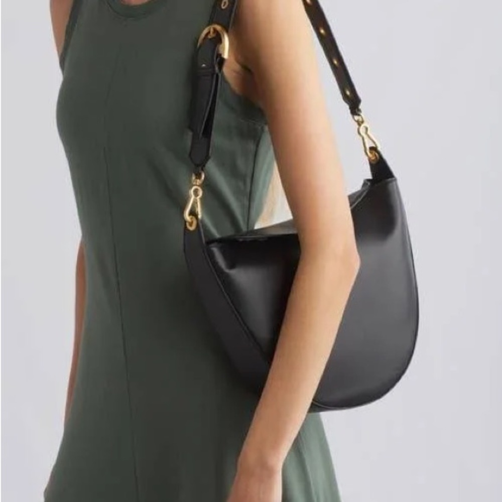 Vince Camuto Barlo Black Hobo Bag with Gold Accents